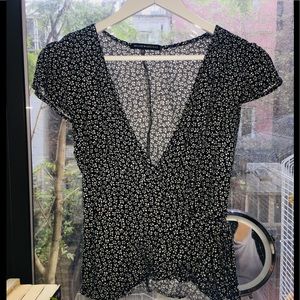 Brandy Navy Floral Wrap Top